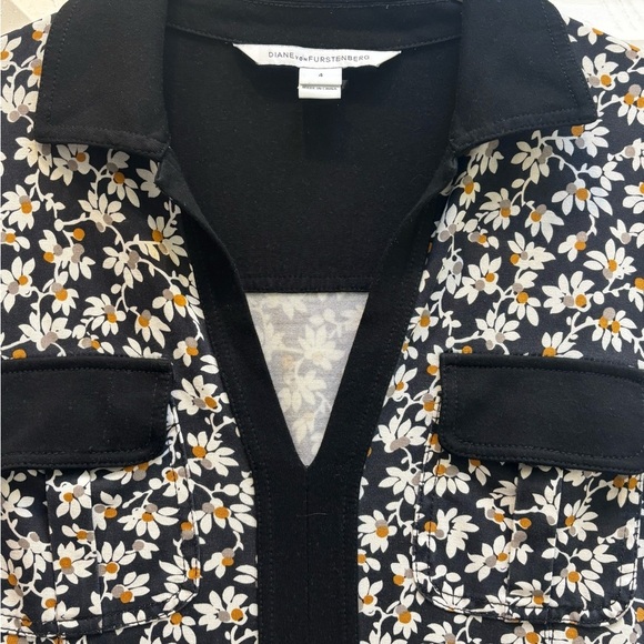 Diane von Furstenberg “Dilly” Daisy Print Silk Blend Long Sleeve Dress Size 4 🌼 - Picture 4 of 10